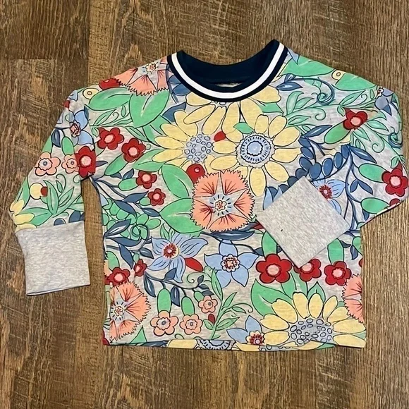 Gymboree Girl’s Crewneck Sweatshirt Floral Pattern Size XS (4) - Picture 1 of 6
